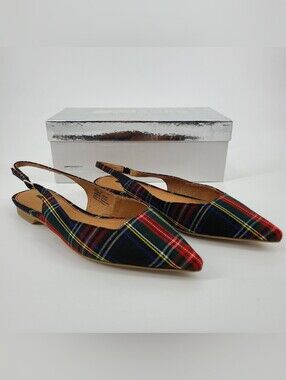 Matiko Plaid Tartan Slingback Flats Size 8